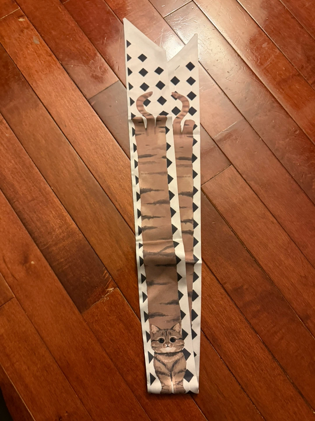 Long cat thin printed scarf