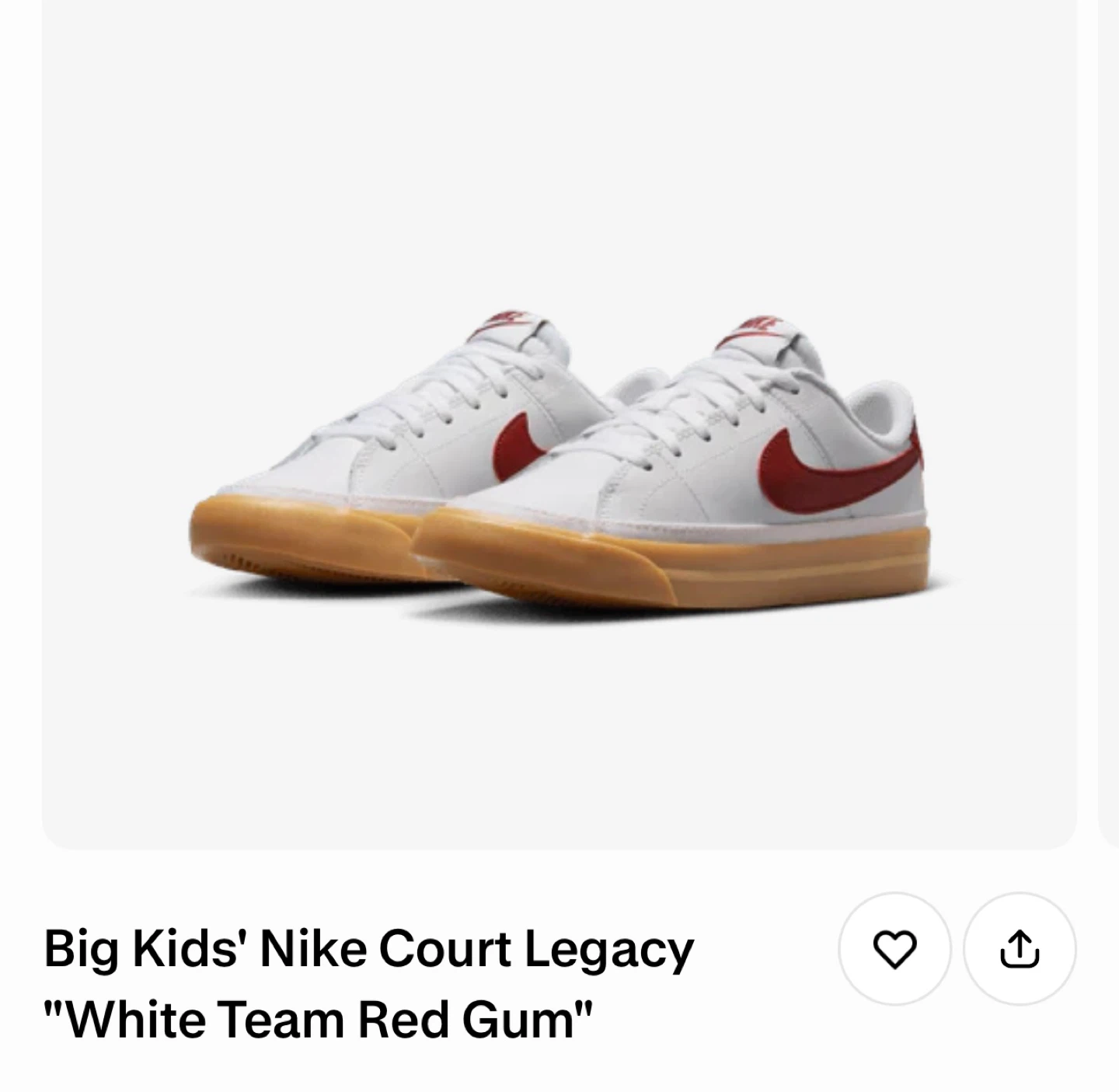 Big Kids' Nike Court Legacy "White Team Red Gum" Sneakers - photo 3