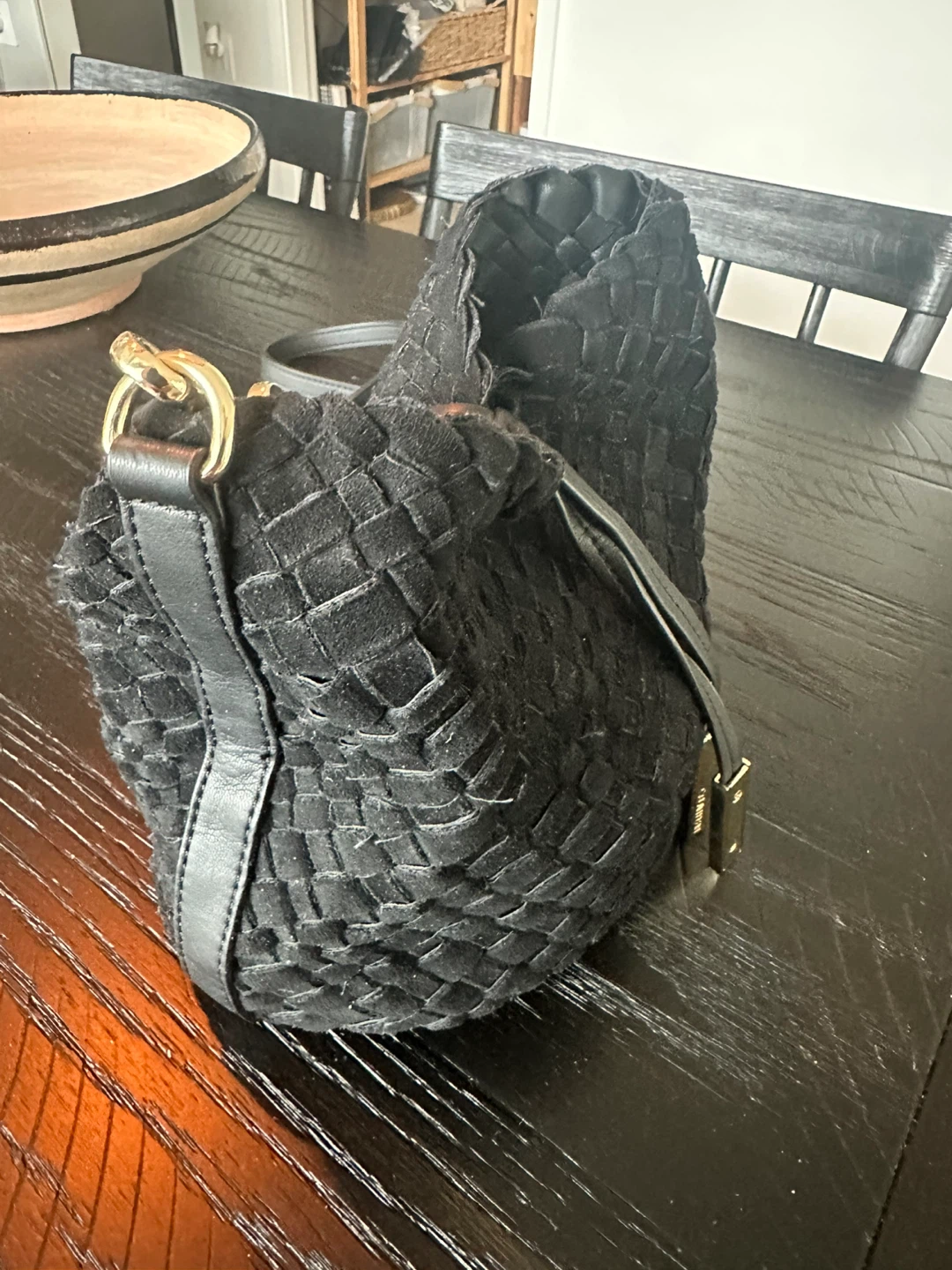 Calvin Klein Black Woven Shoulder Bag