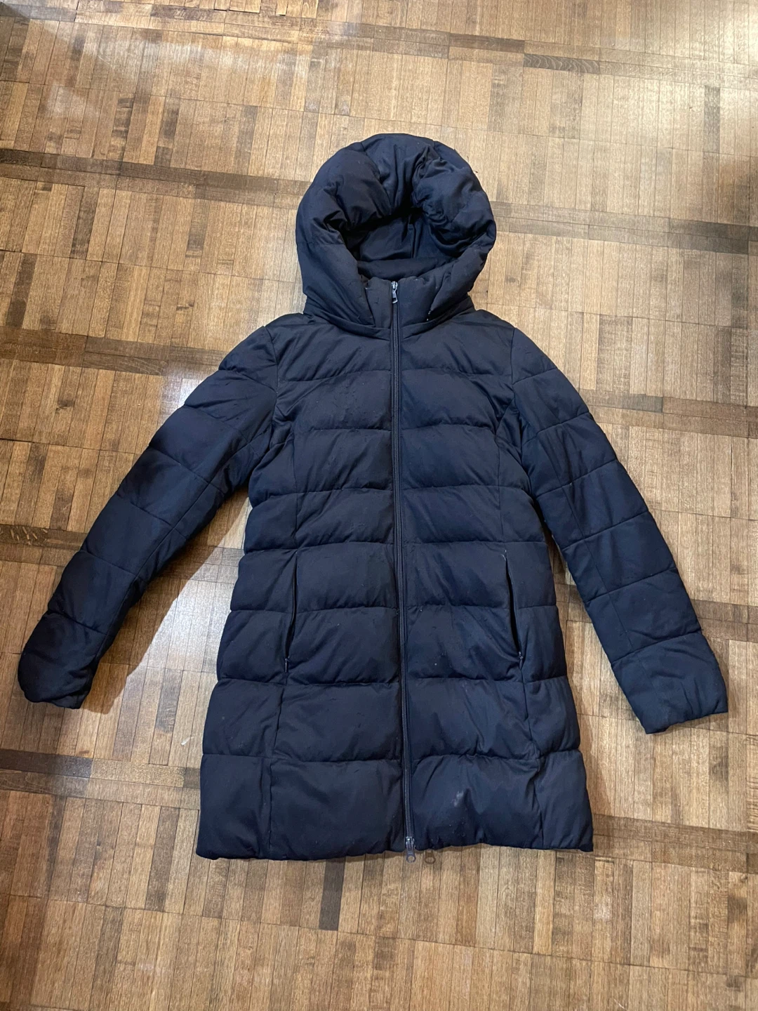 UNIQLO navy Long down Puffer Coat with Hood