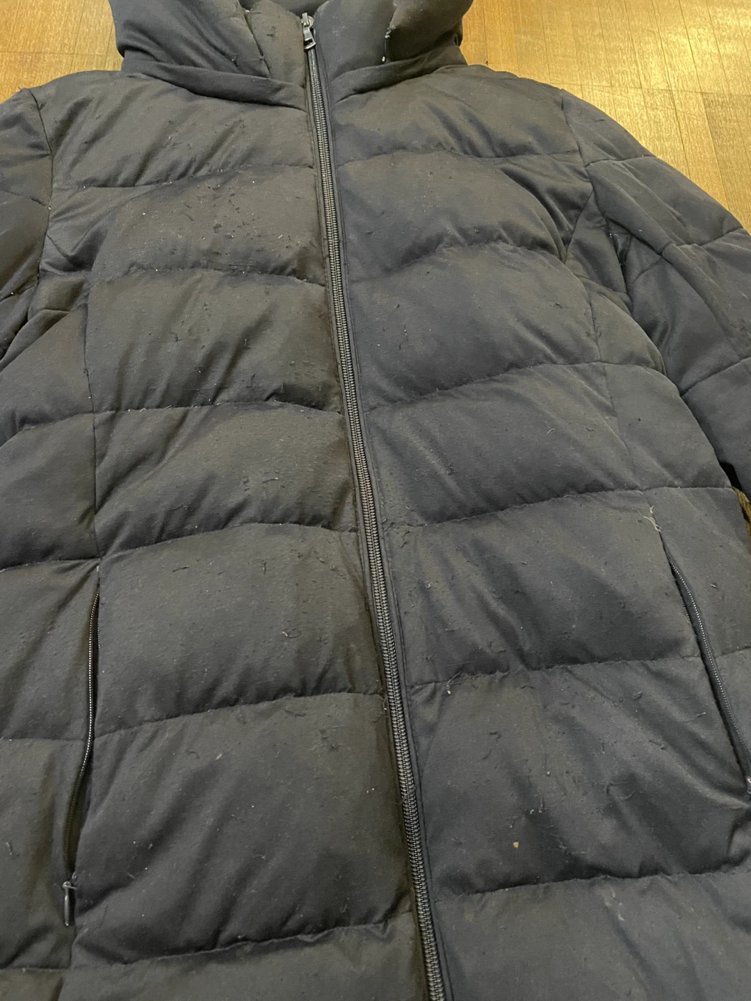 UNIQLO navy Long down Puffer Coat with Hood - photo 2