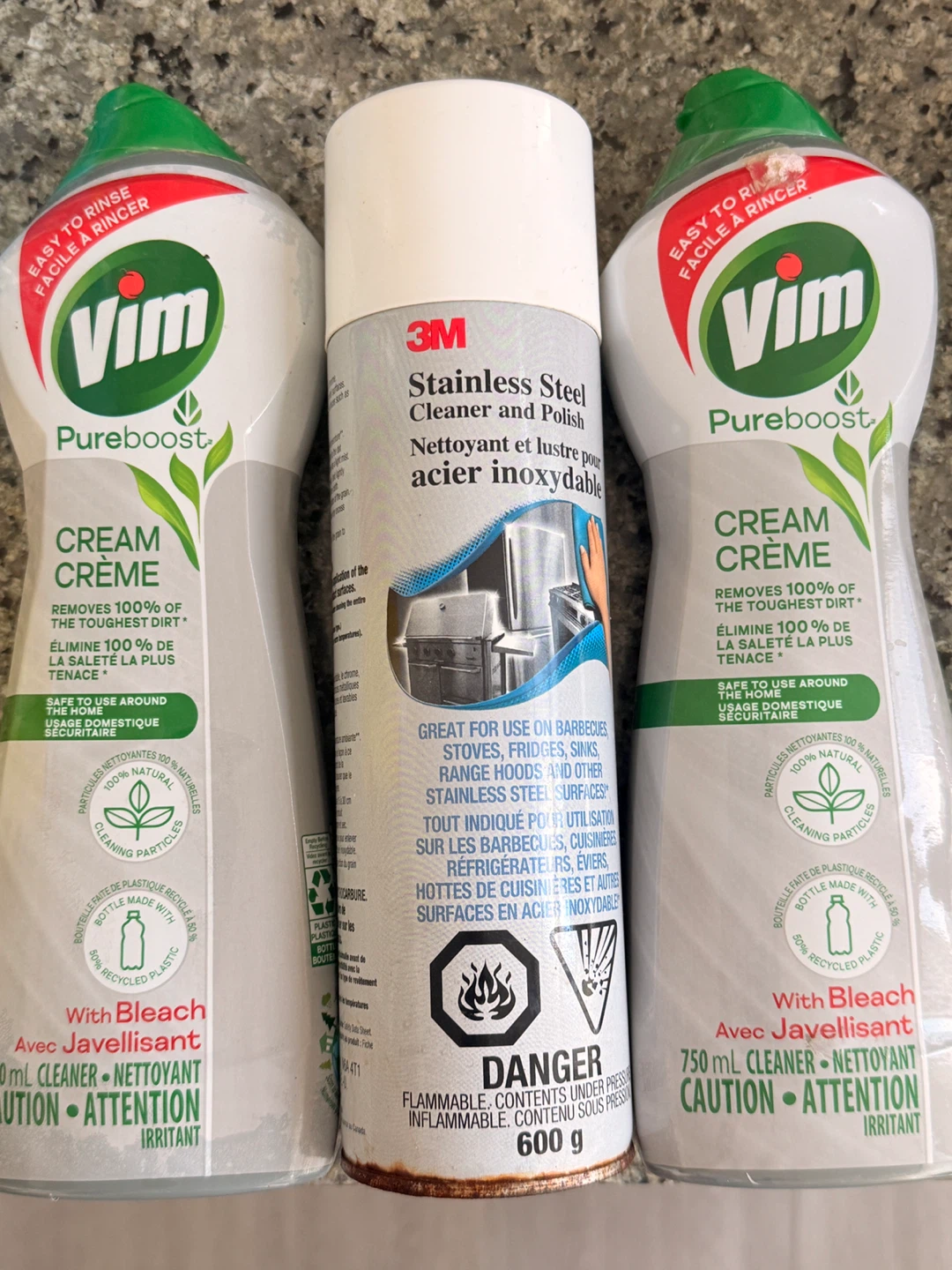 Vim Cream Cleaner & 3M Stainless Steel Cleaner