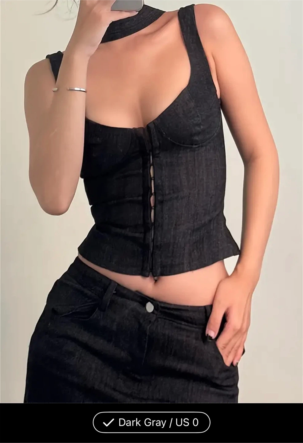 Dark Gray Corset Top - Size US 0