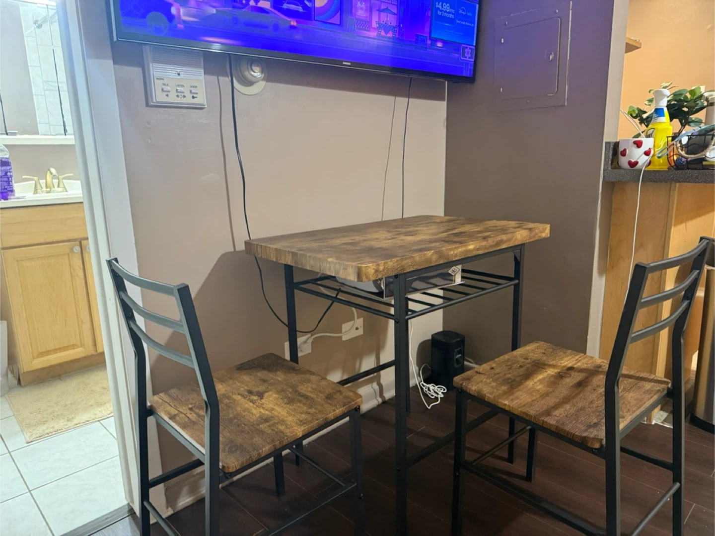 Rustic Wood Dining Set with 2 Chairs - photo 2