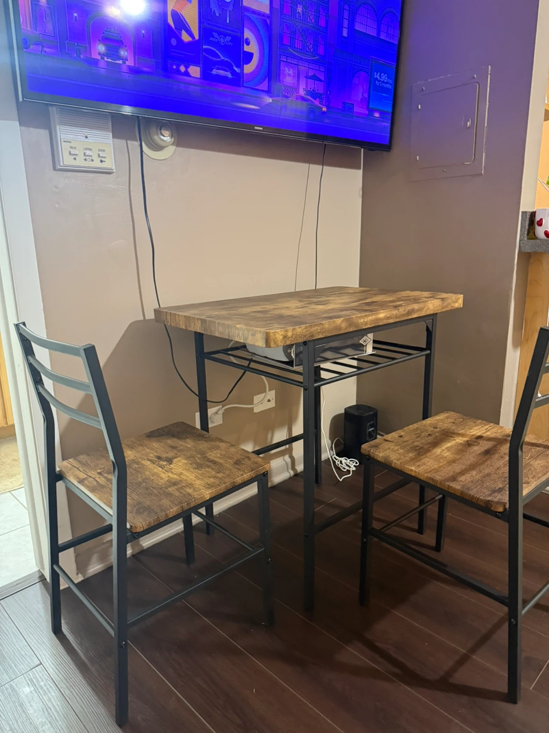 Rustic Wood Dining Set with 2 Chairs