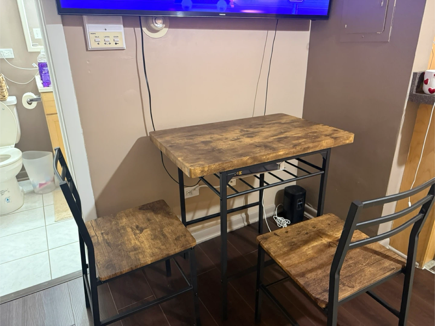 Rustic Wood Dining Set with 2 Chairs - photo 3