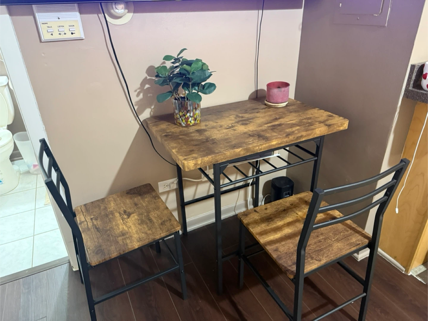 Rustic Wood Dining Set with 2 Chairs - photo 4