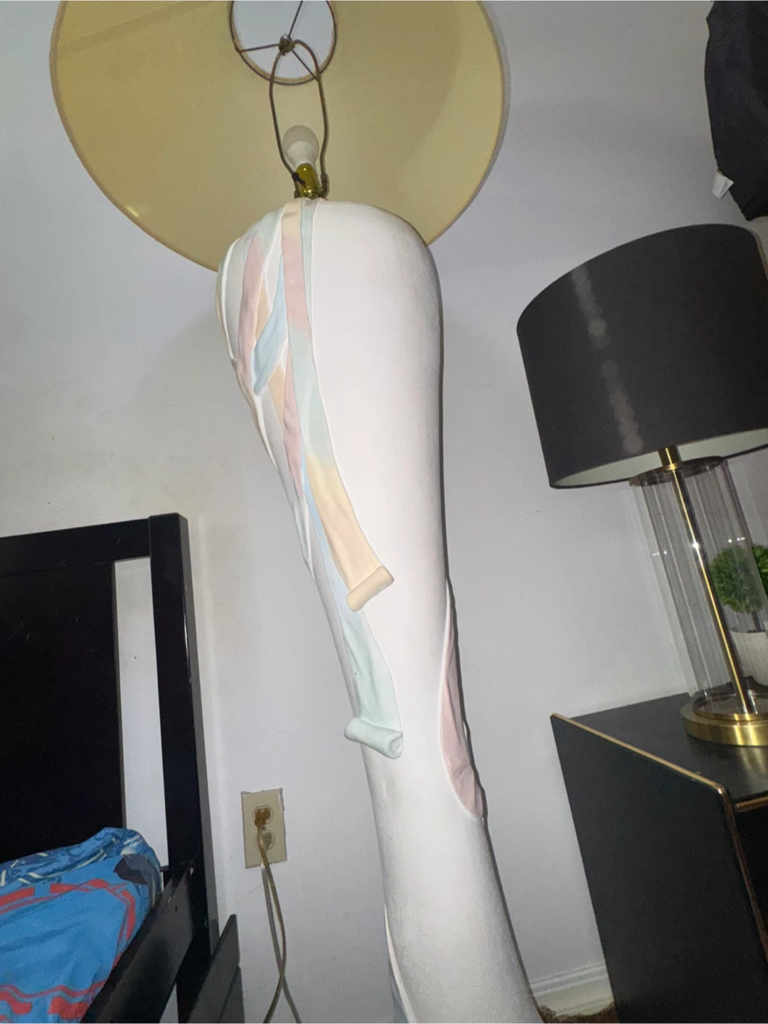 Tall Decorative Lamp - White with Pastel Ribbons - photo 3