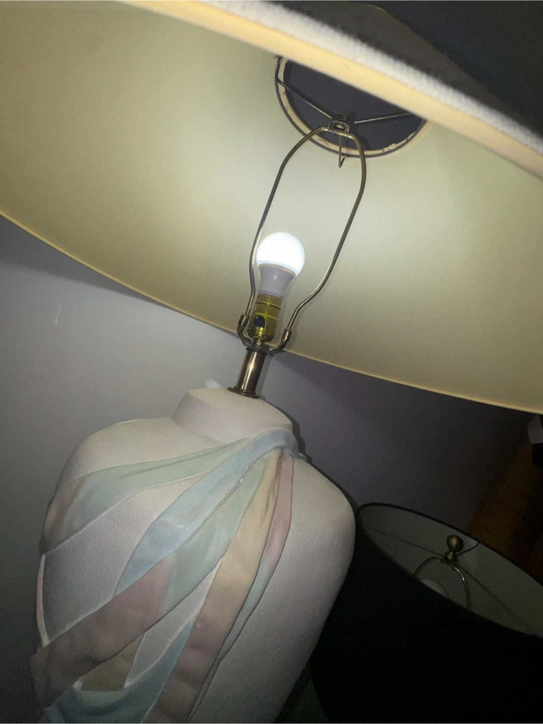 Tall Decorative Lamp - White with Pastel Ribbons - photo 2