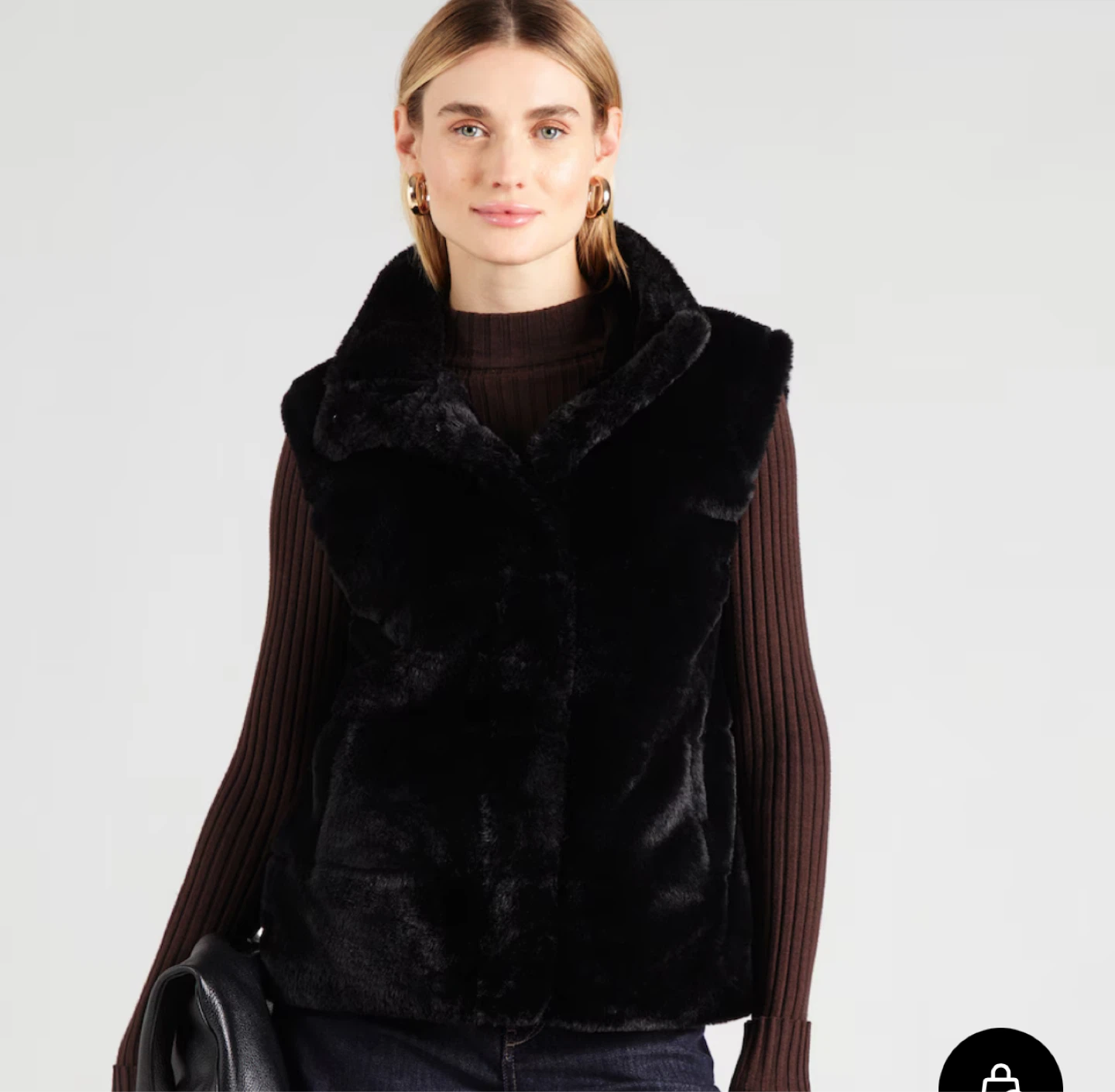 Zara Black Faux Fur Vest