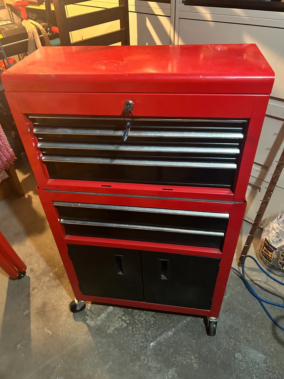 Red Rolling Tool Chest Cabinet