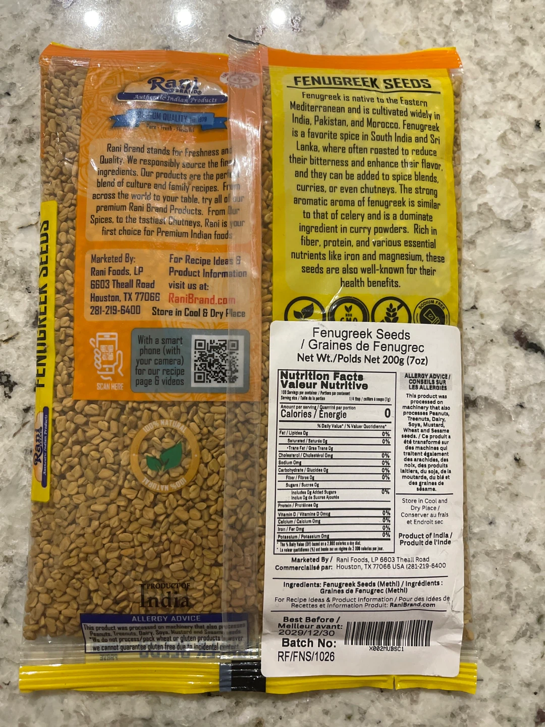 Rani Brand Fenugreek Methi Seeds - 200g - photo 2