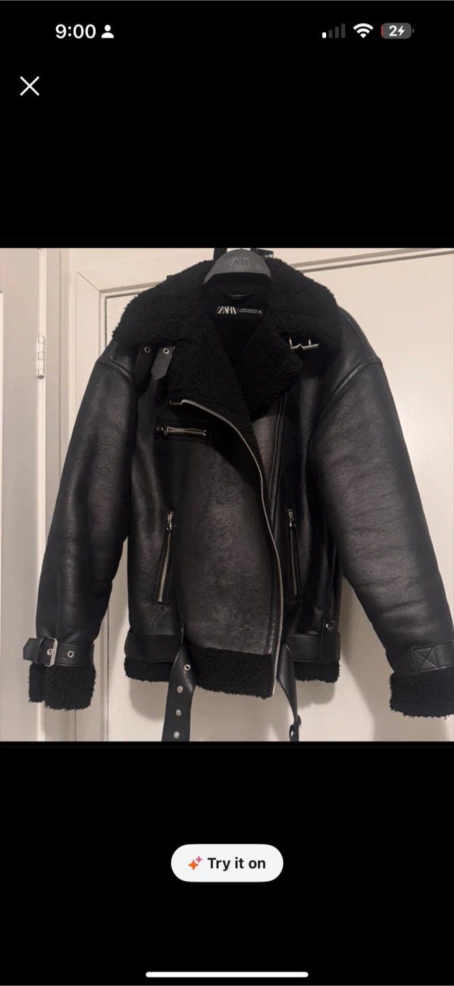 ZARA Faux Leather Aviator Jacket - photo 2