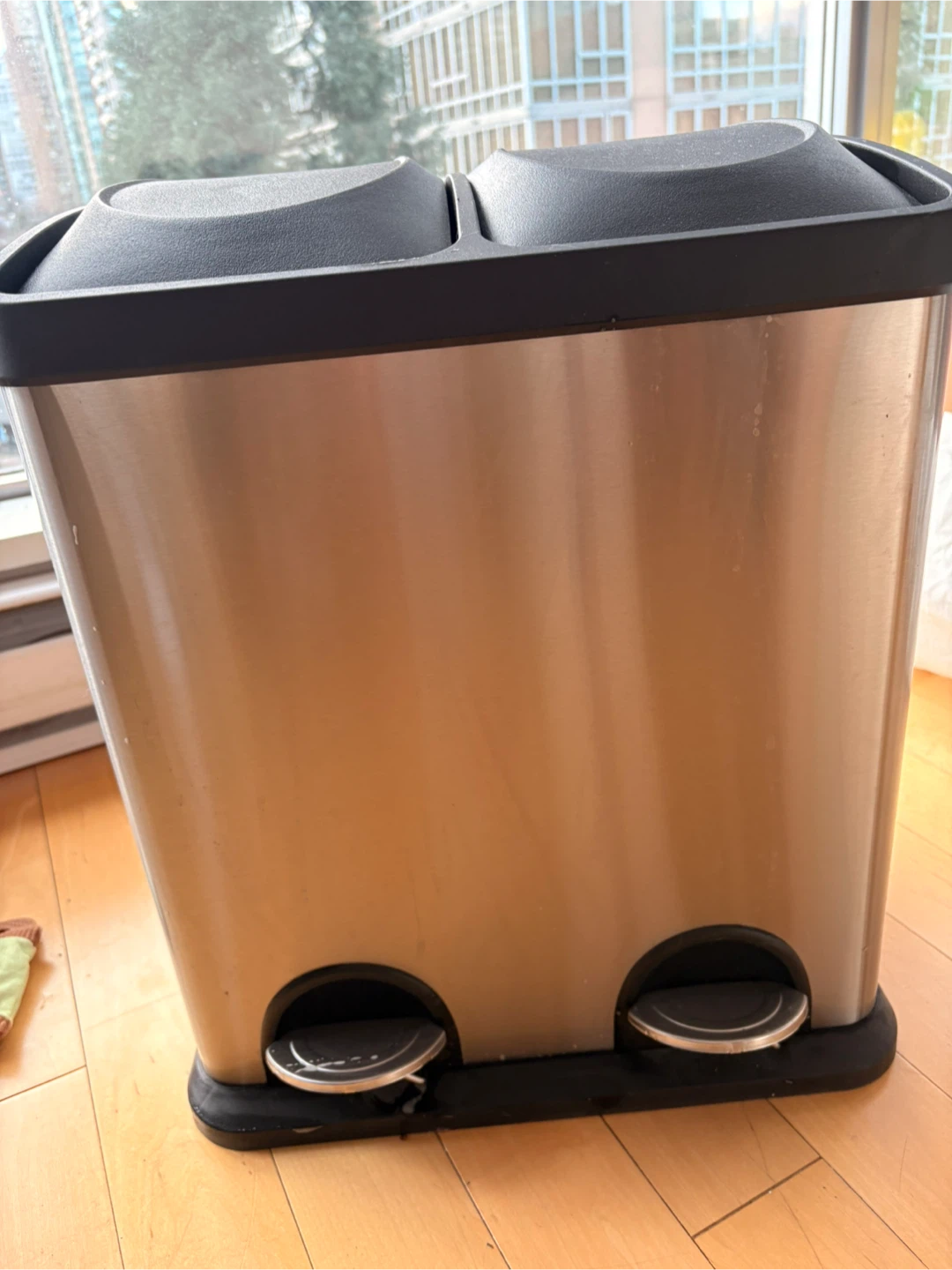 Stainless Steel Dual Compartment Pedal Garbage Trash Bin