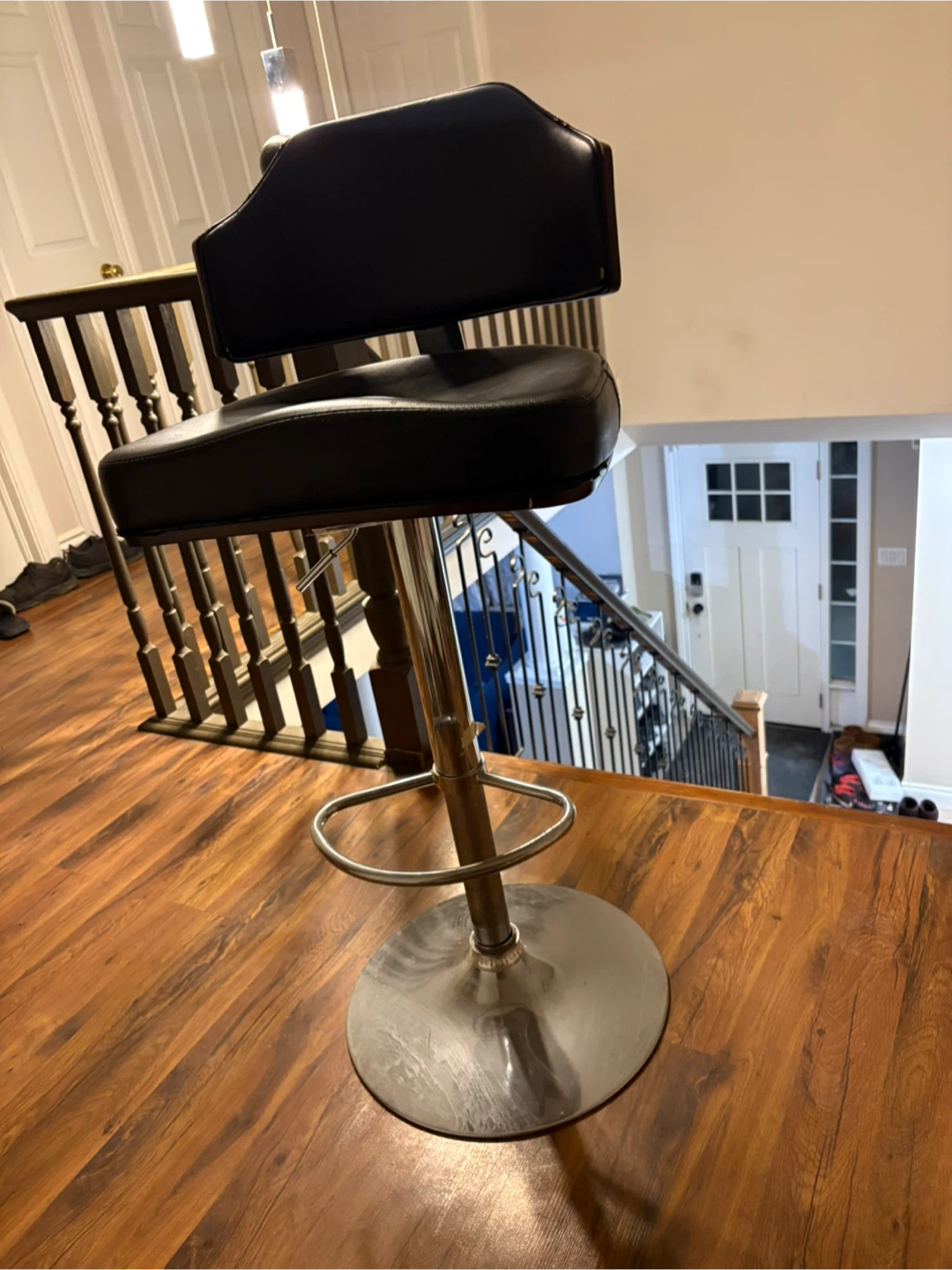 Black Adjustable Bar Stool - photo 2