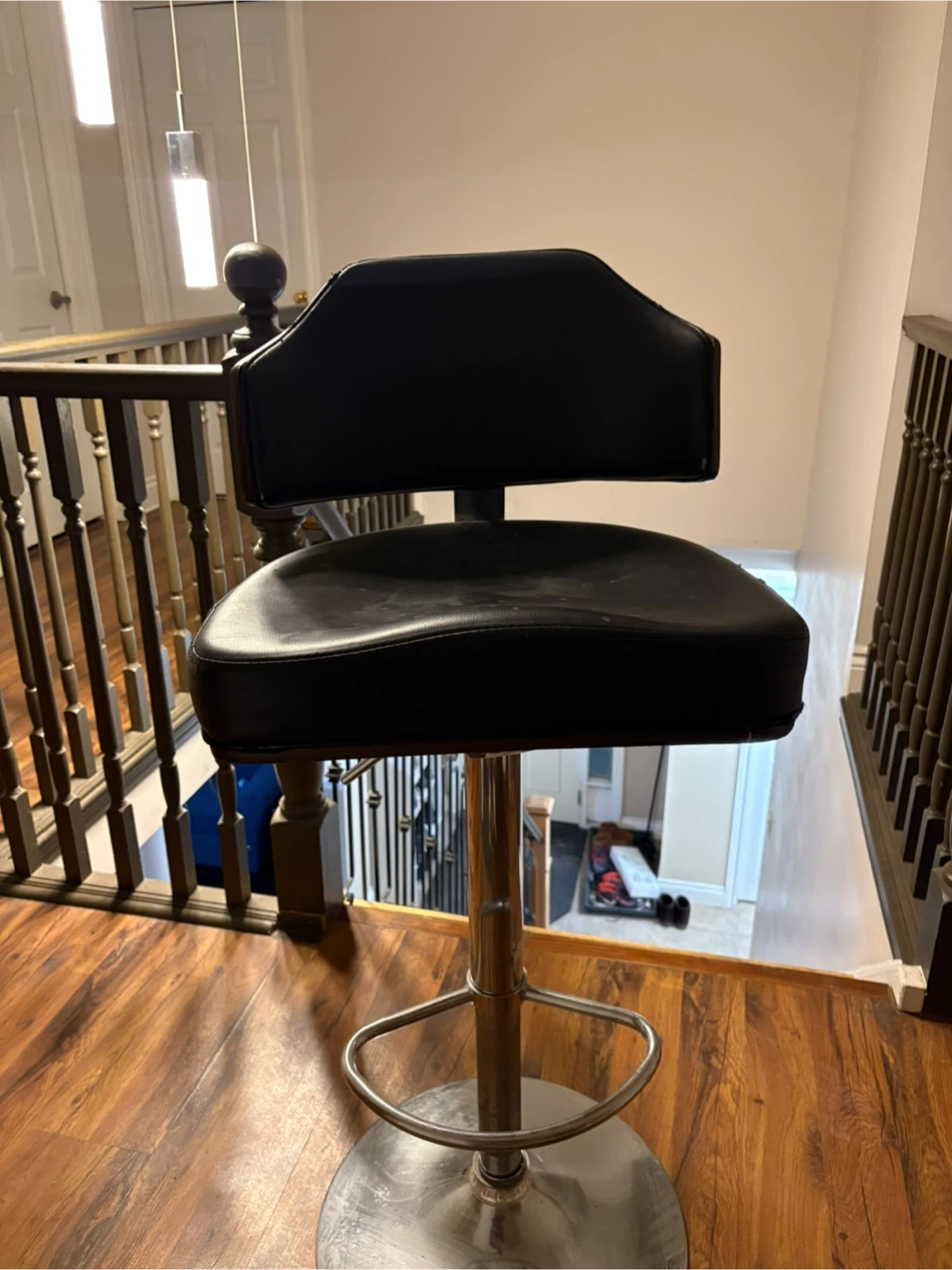Black Adjustable Bar Stool