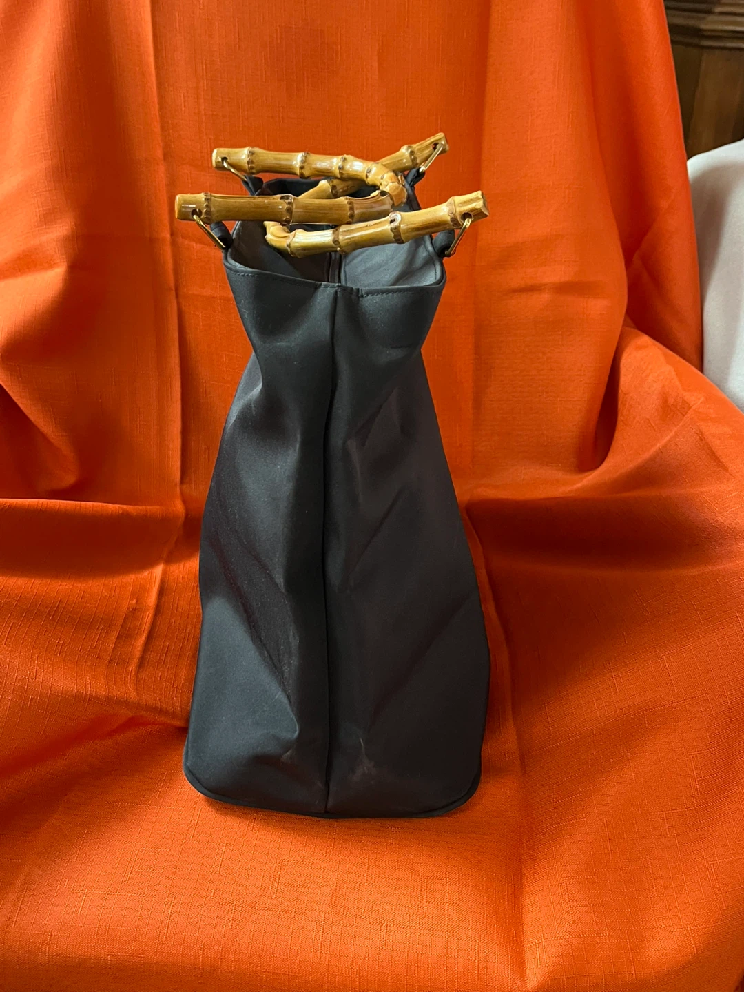 Black Tote Bag with Bamboo Handles - photo 3