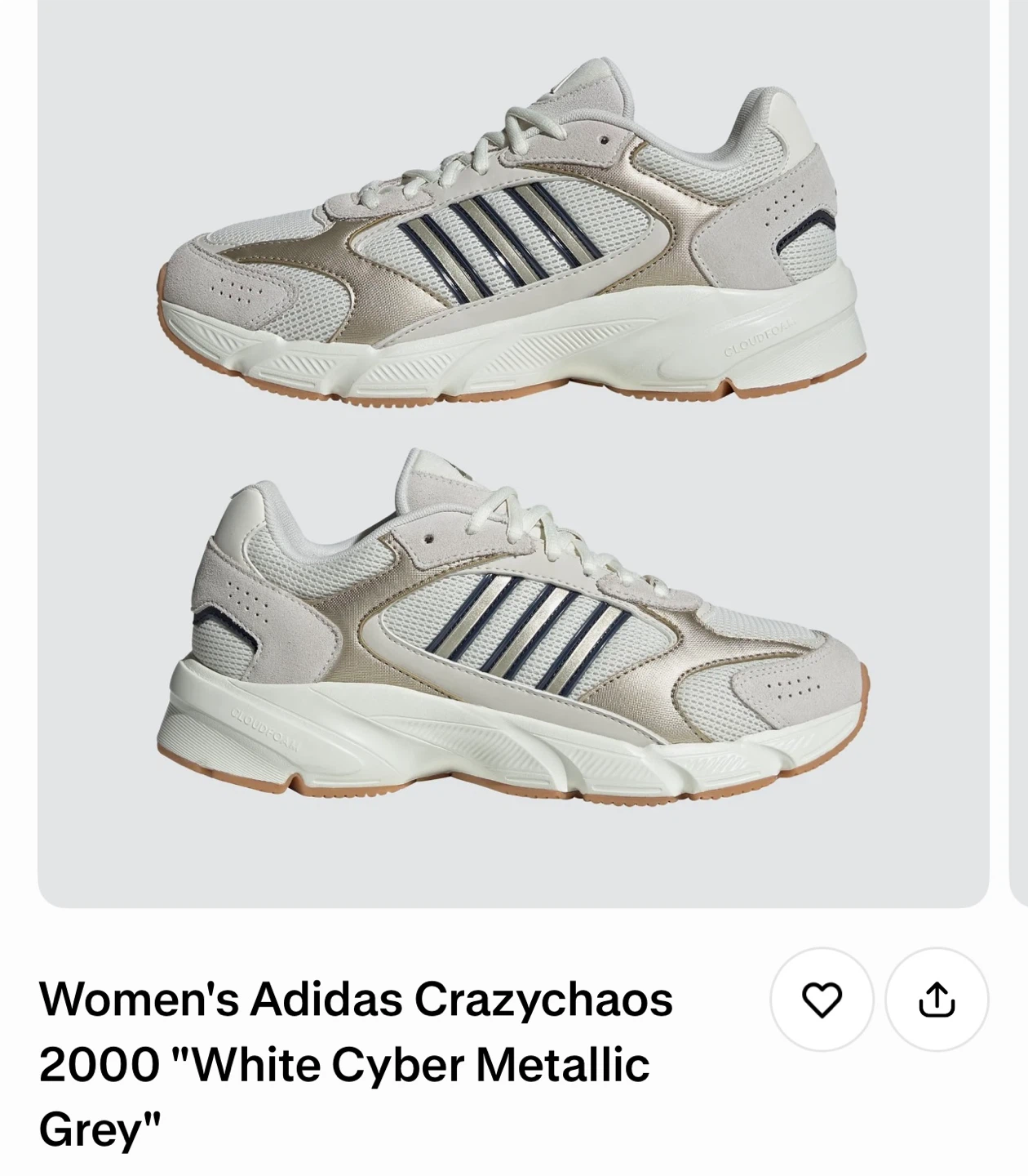 Women's Adidas Crazychaos 2000 White Cyber Metallic Grey