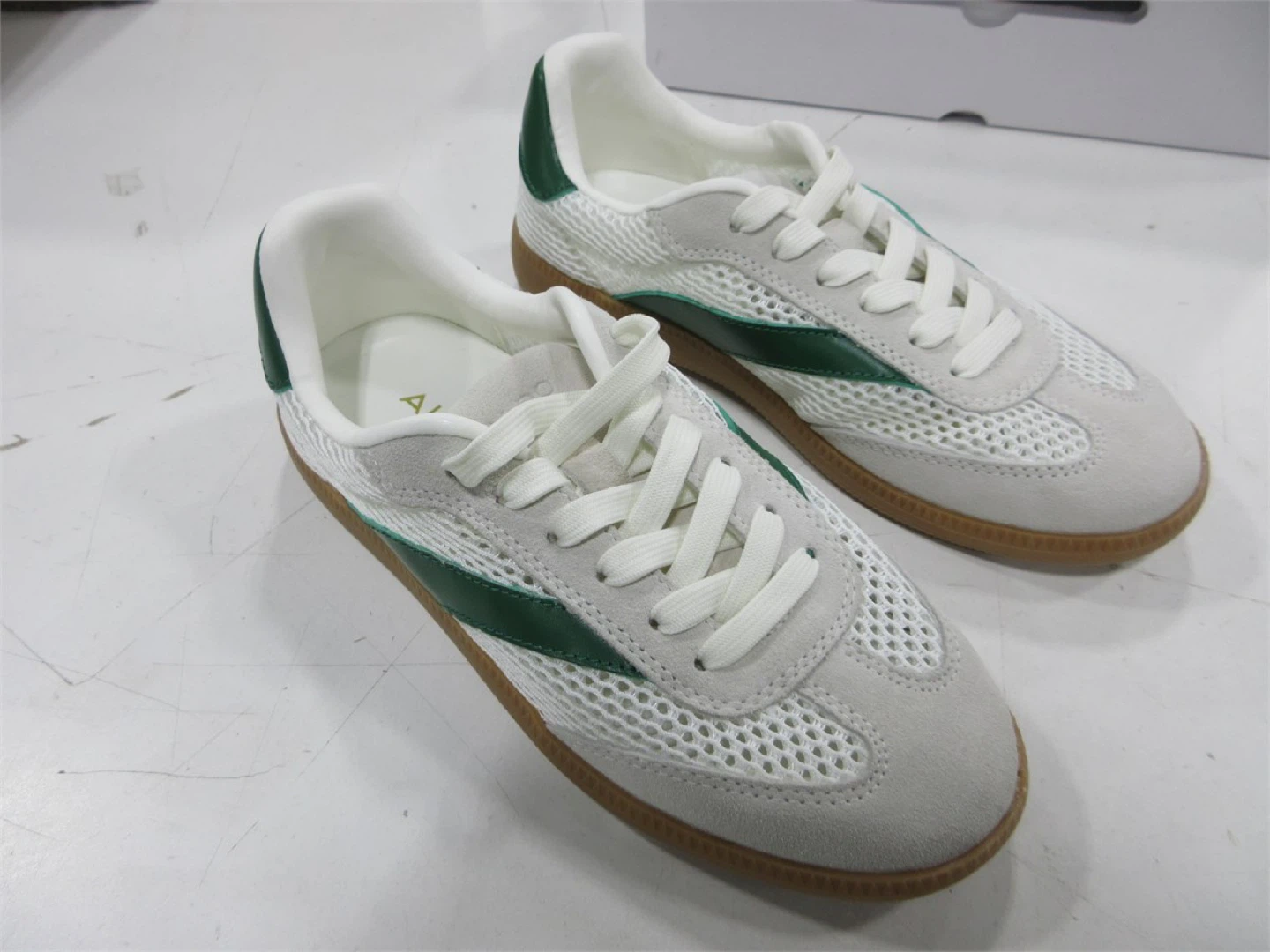 White and Green Suede & Mesh Sneakers - photo 4