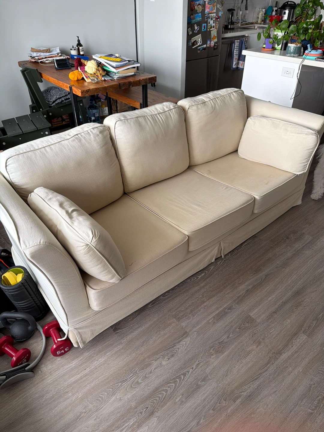 Cream Sofa with Removable Slipcovers