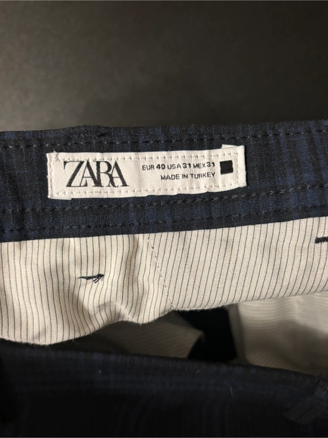 ZARA Plaid Dress Pants - Navy Blue - Size 31 - photo 2