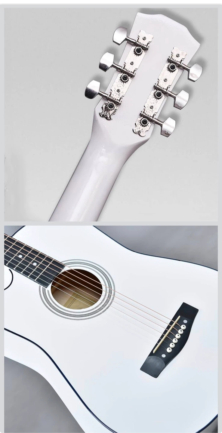 Rosefinch 38 inch Left Handed Acoustic Guitar Kit - White - photo 5
