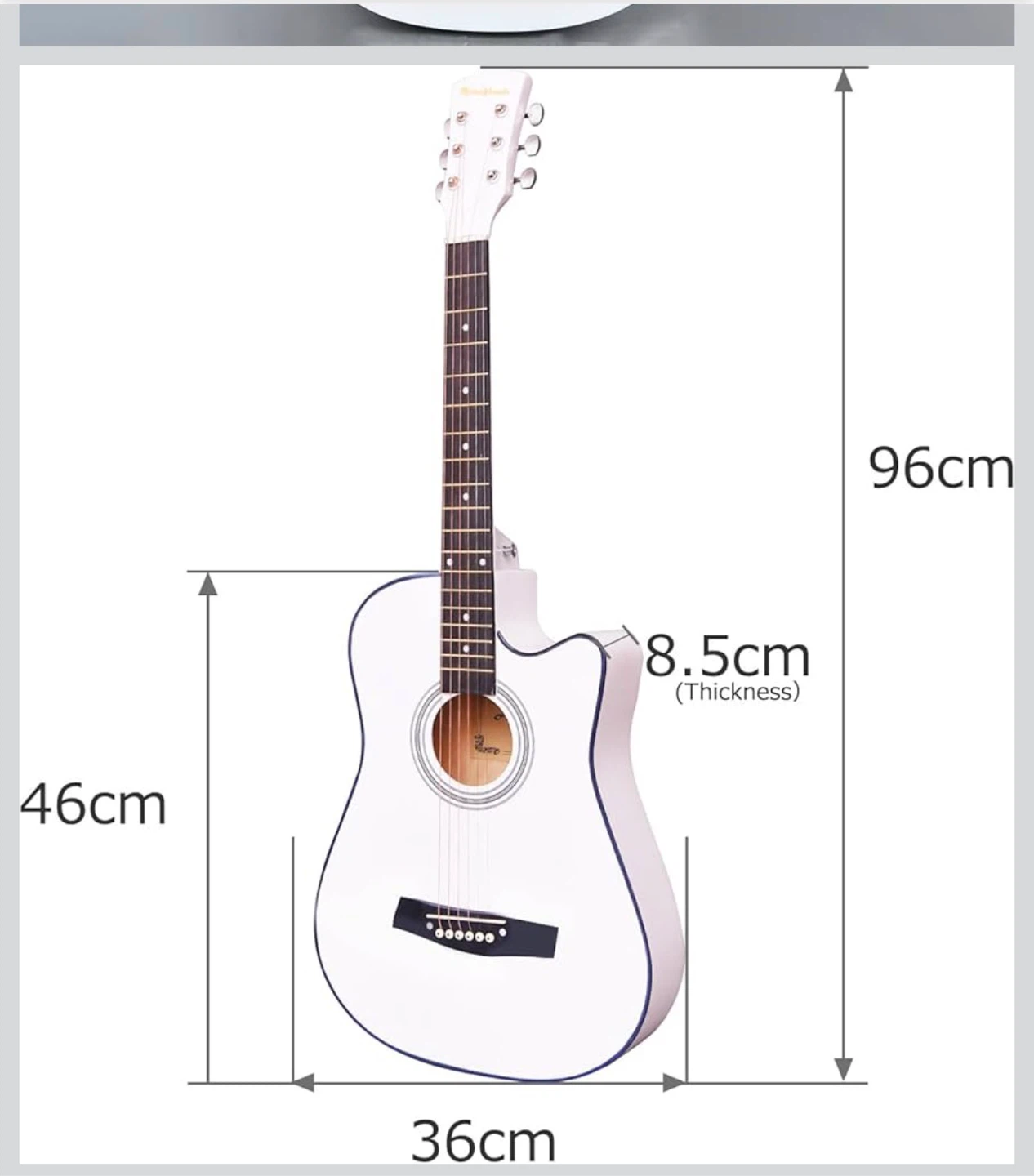 Rosefinch 38 inch Left Handed Acoustic Guitar Kit - White - photo 2