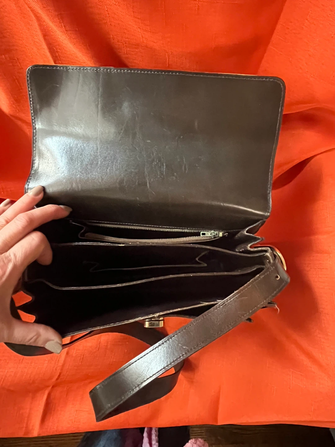 Vintage Dark Brown Leather Shoulder Bag Made in Italy - photo 4