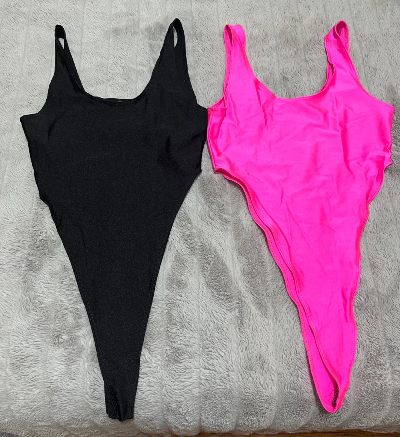 Black and Neon Pink High-Cut Leotards (Set of 2) size Small