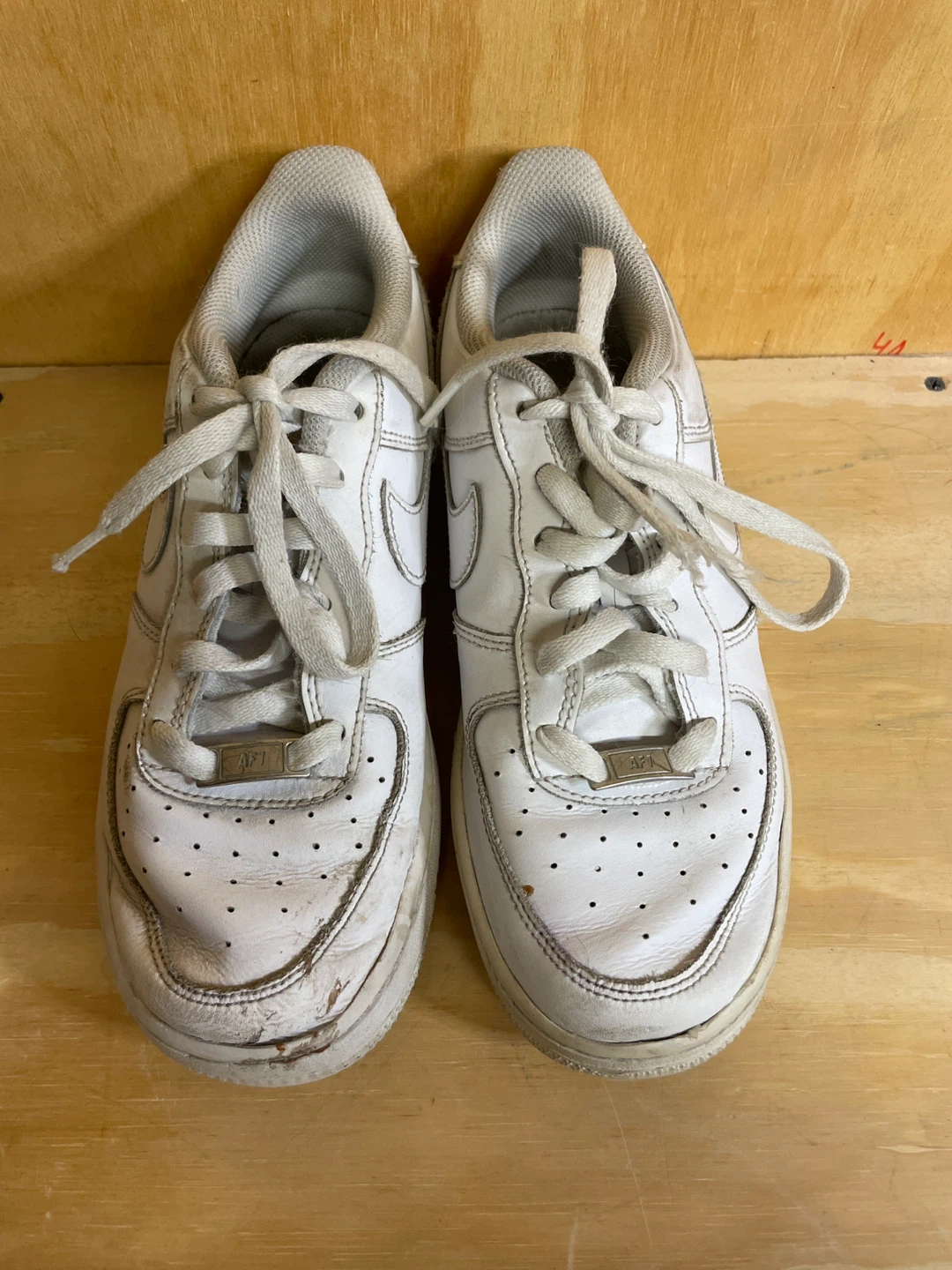 6:5 Youth Nike Air Force 1 White Leather Sneakers - photo 2