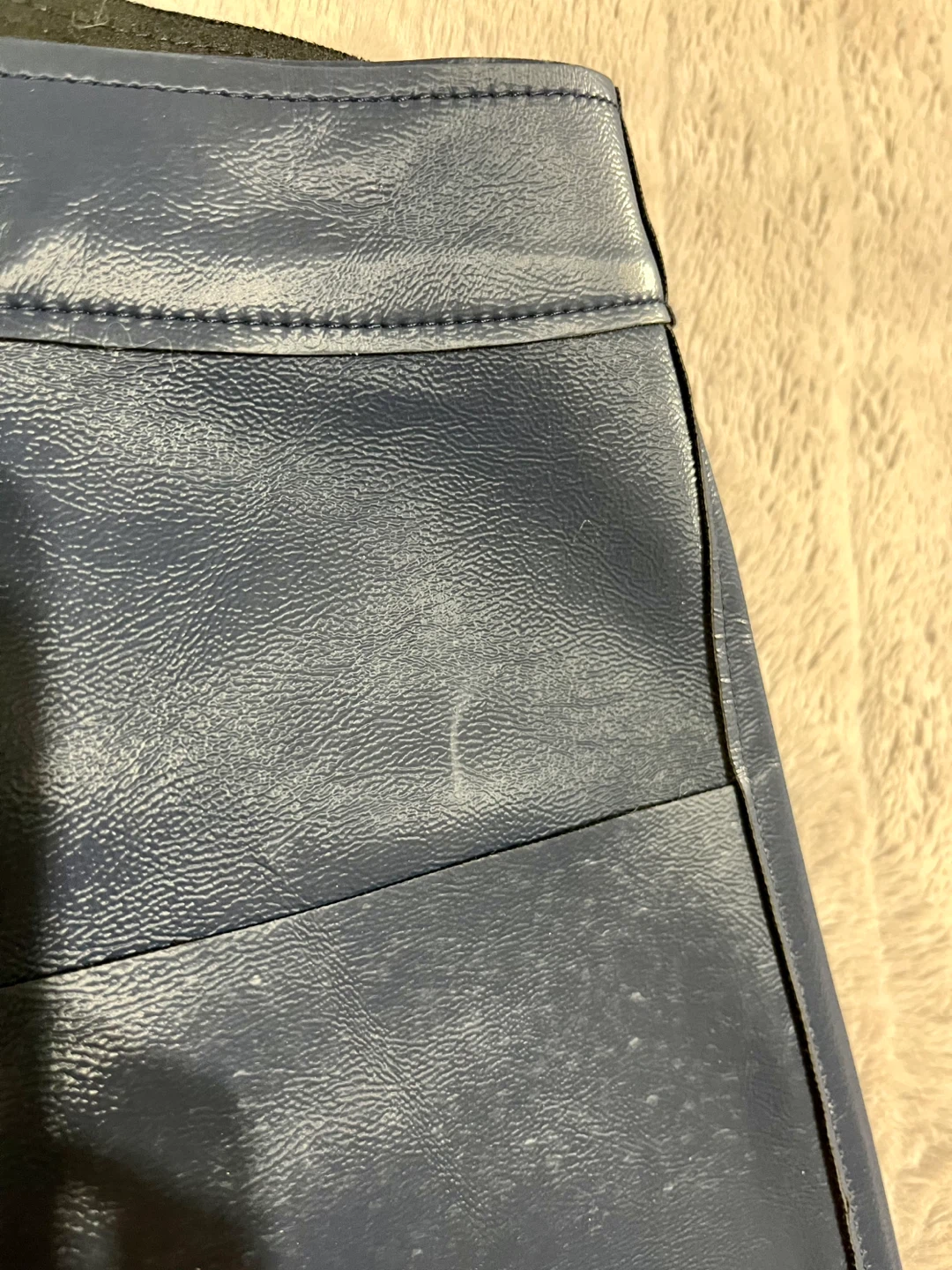 TOPSHOP Blue Faux Leather A-Line Skirt - UK 8 / US 4 - photo 5