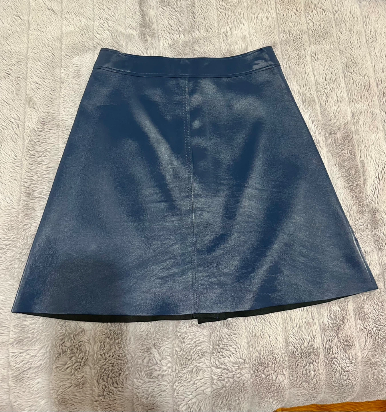 TOPSHOP Blue Faux Leather A-Line Skirt - UK 8 / US 4 - photo 3