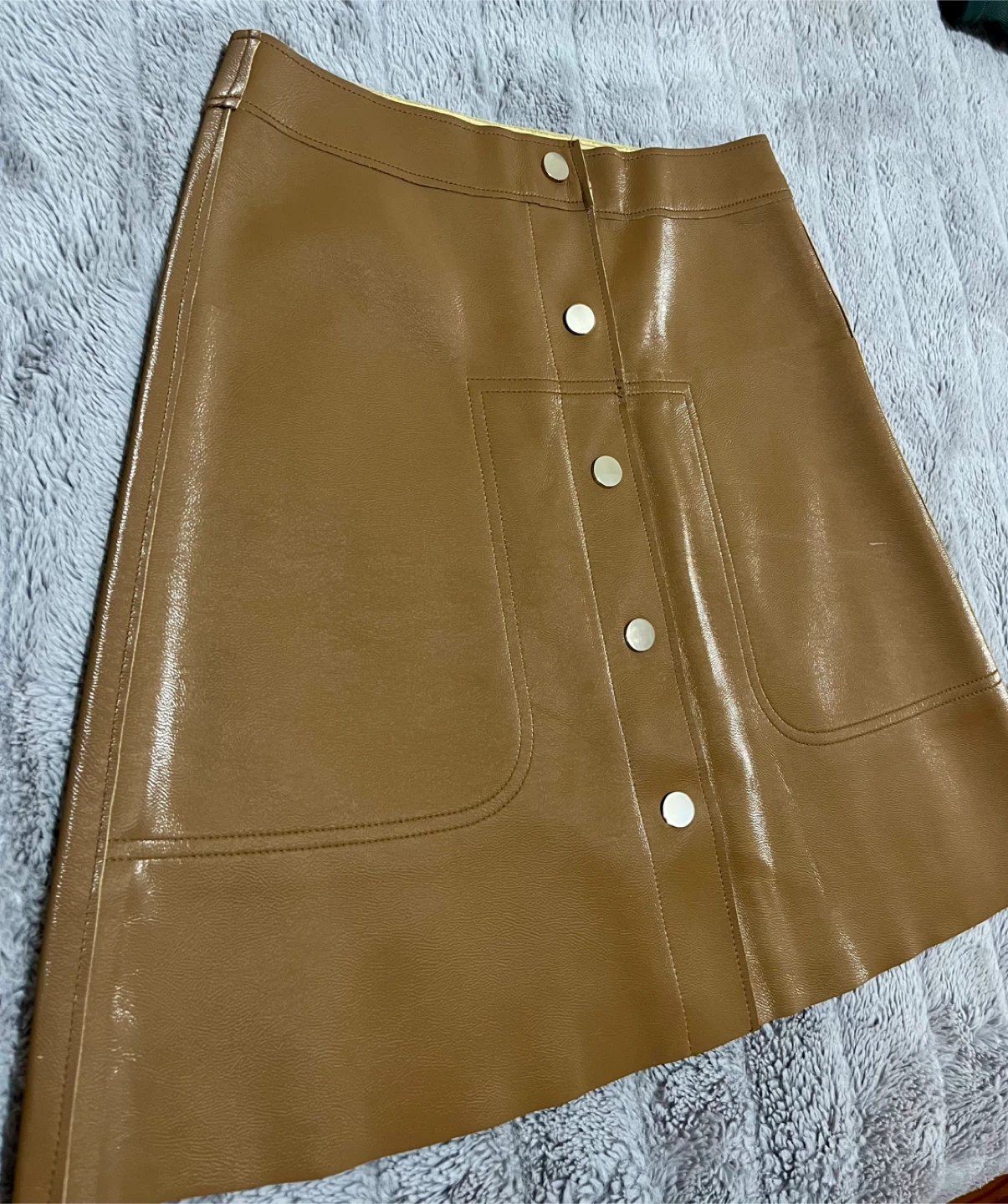 TOPSHOP Brown Faux Leather A-Line Skirt Size US 2 - photo 4