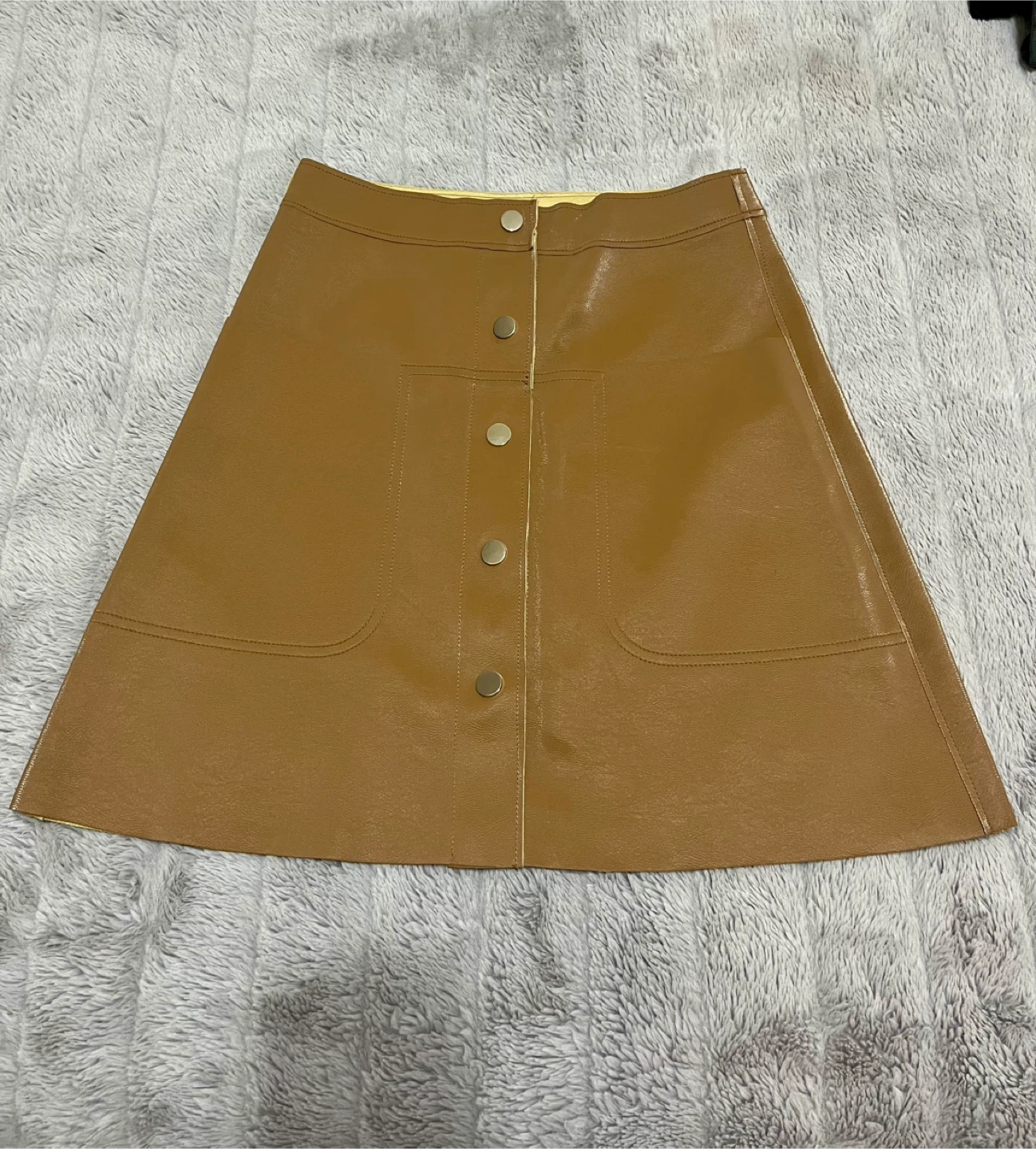 TOPSHOP Brown Faux Leather A-Line Skirt Size US 2 - photo 2