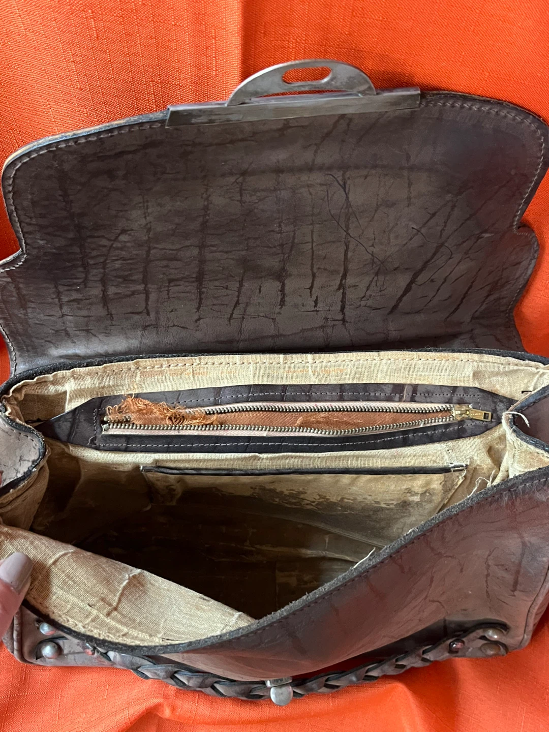 Vintage Brown Leather Shoulder Bag - photo 5