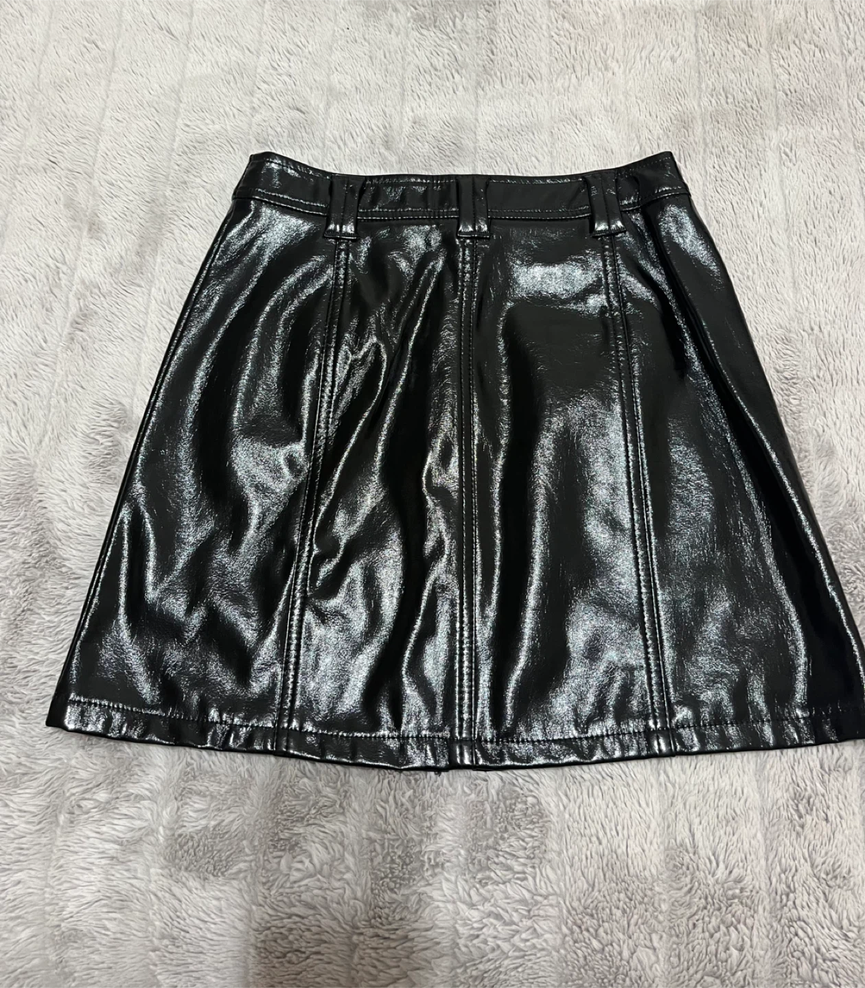 Topshop Black Faux Patent Leather Mini Skirt US 4 - photo 3