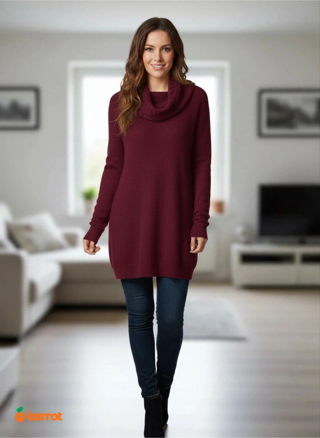 Tommy Hilfiger Burgundy Cowl Neck Sweater Dress - photo 4