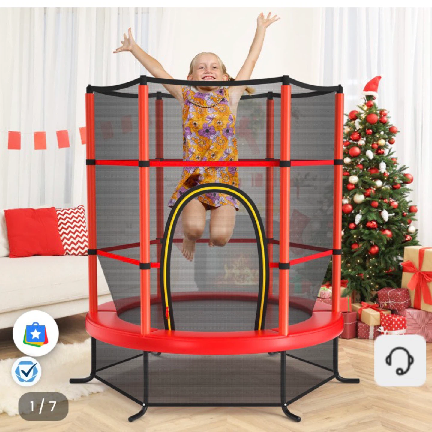 Kids Trampoline with Safety Enclosure Net
