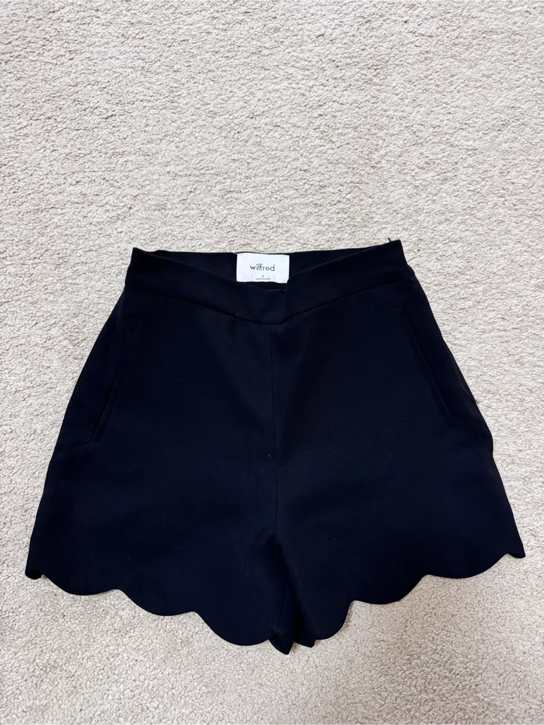 Wilfred Black Scalloped Hem Shorts