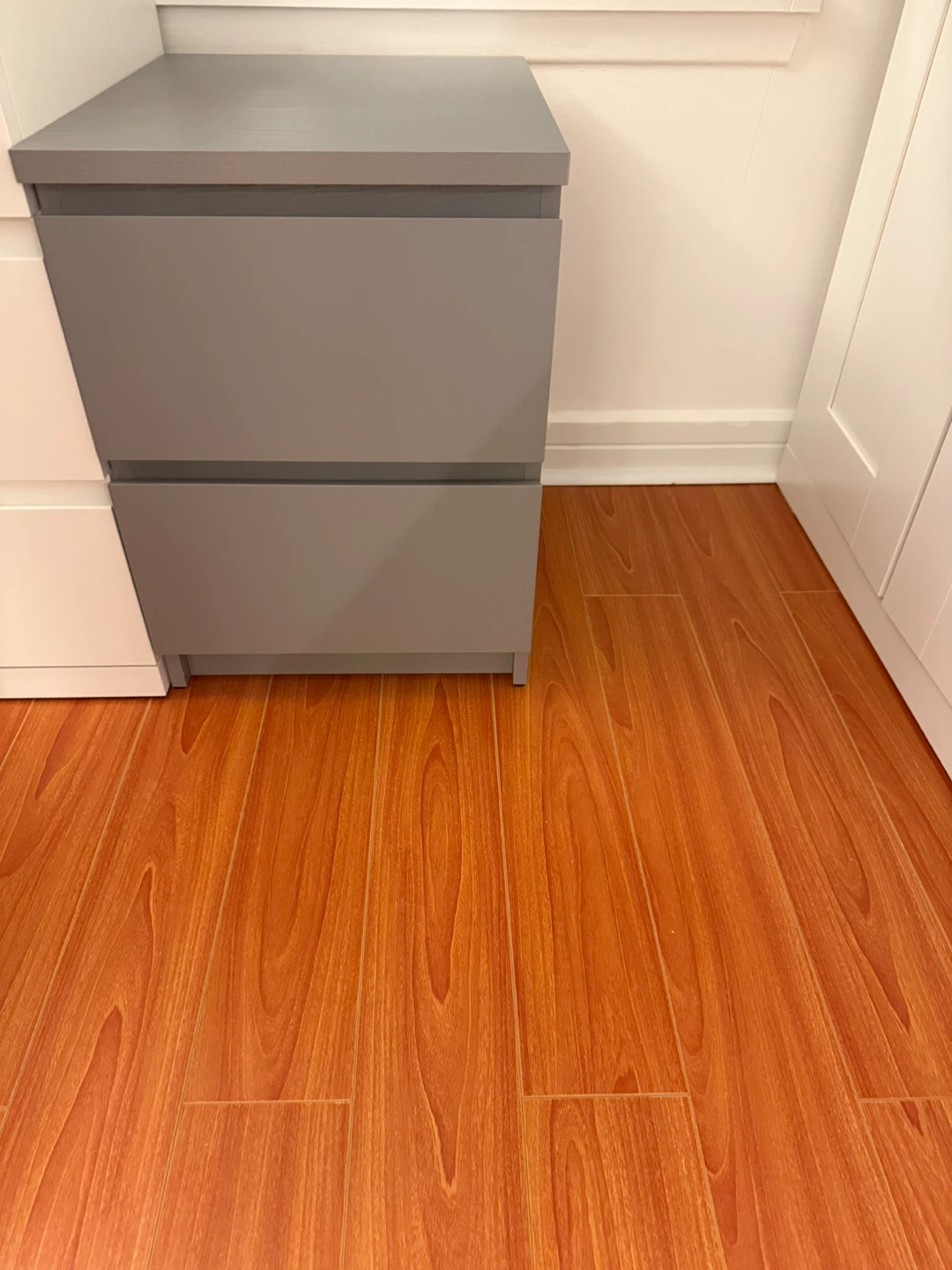 Ikea Grey 2-Drawer Nightstand