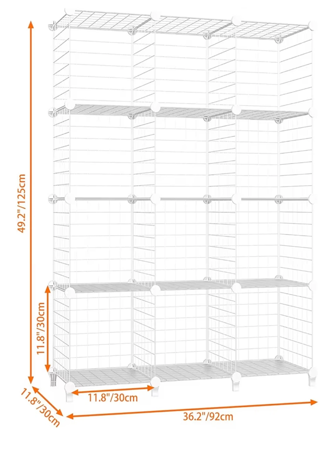White Wire Grid 12 Cube Storage Organizer - photo 2