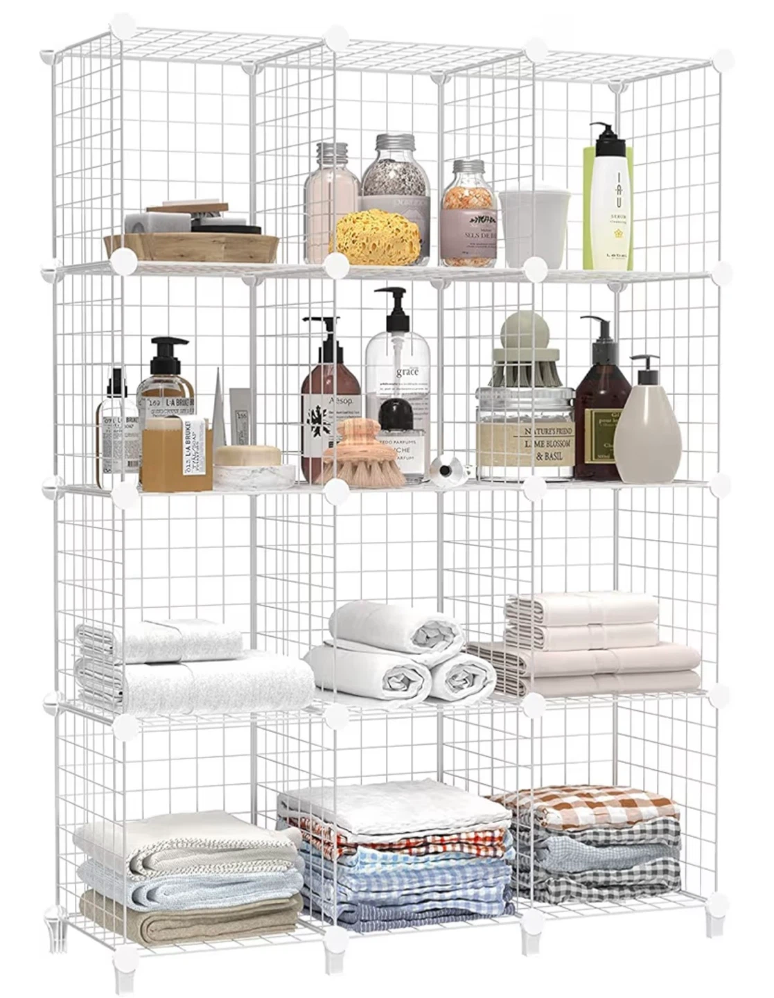 White Wire Grid 12 Cube Storage Organizer