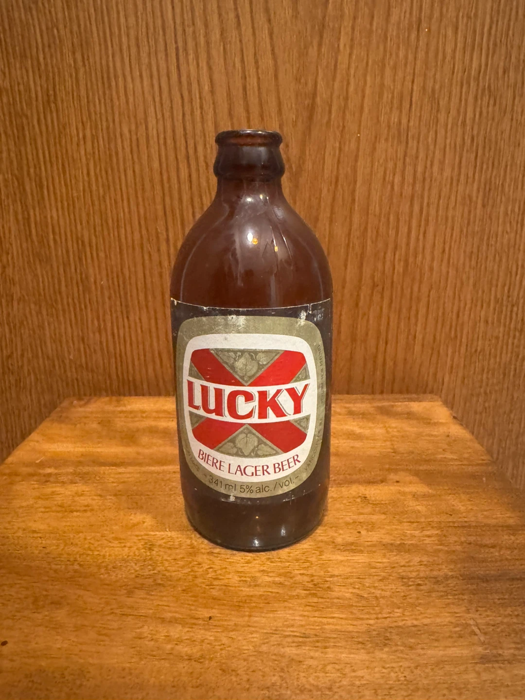 Vintage Lucky Lager Stubby Beer Bottle
