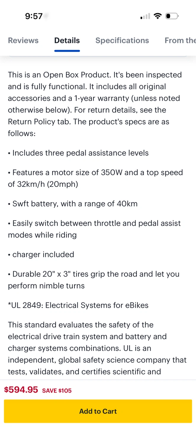 Swift 350W Electric Bike