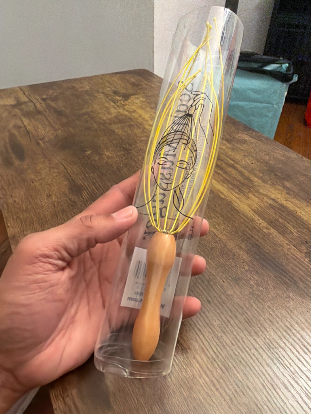 Yellow Scalp Massager with Wooden Handle - photo 5