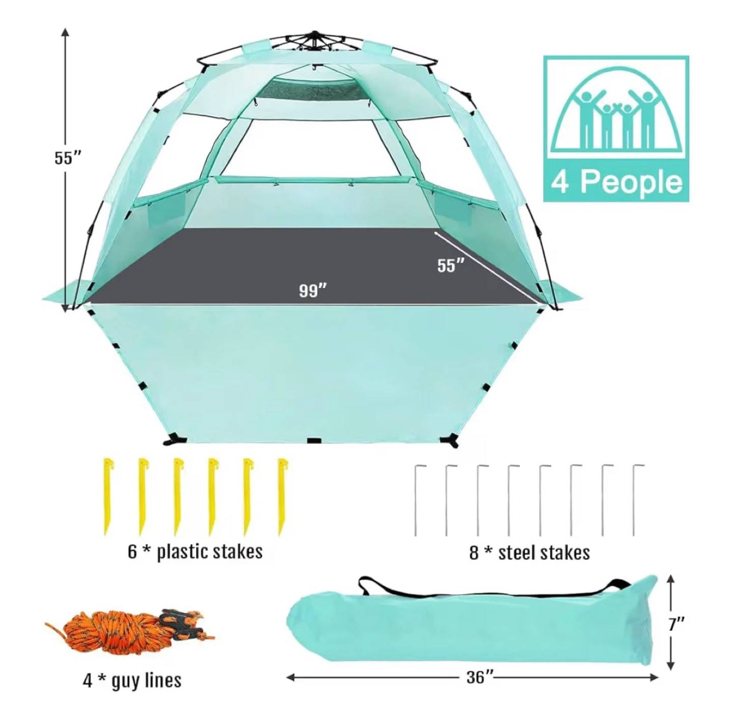Light Blue 4-Person Beach Tent - photo 2