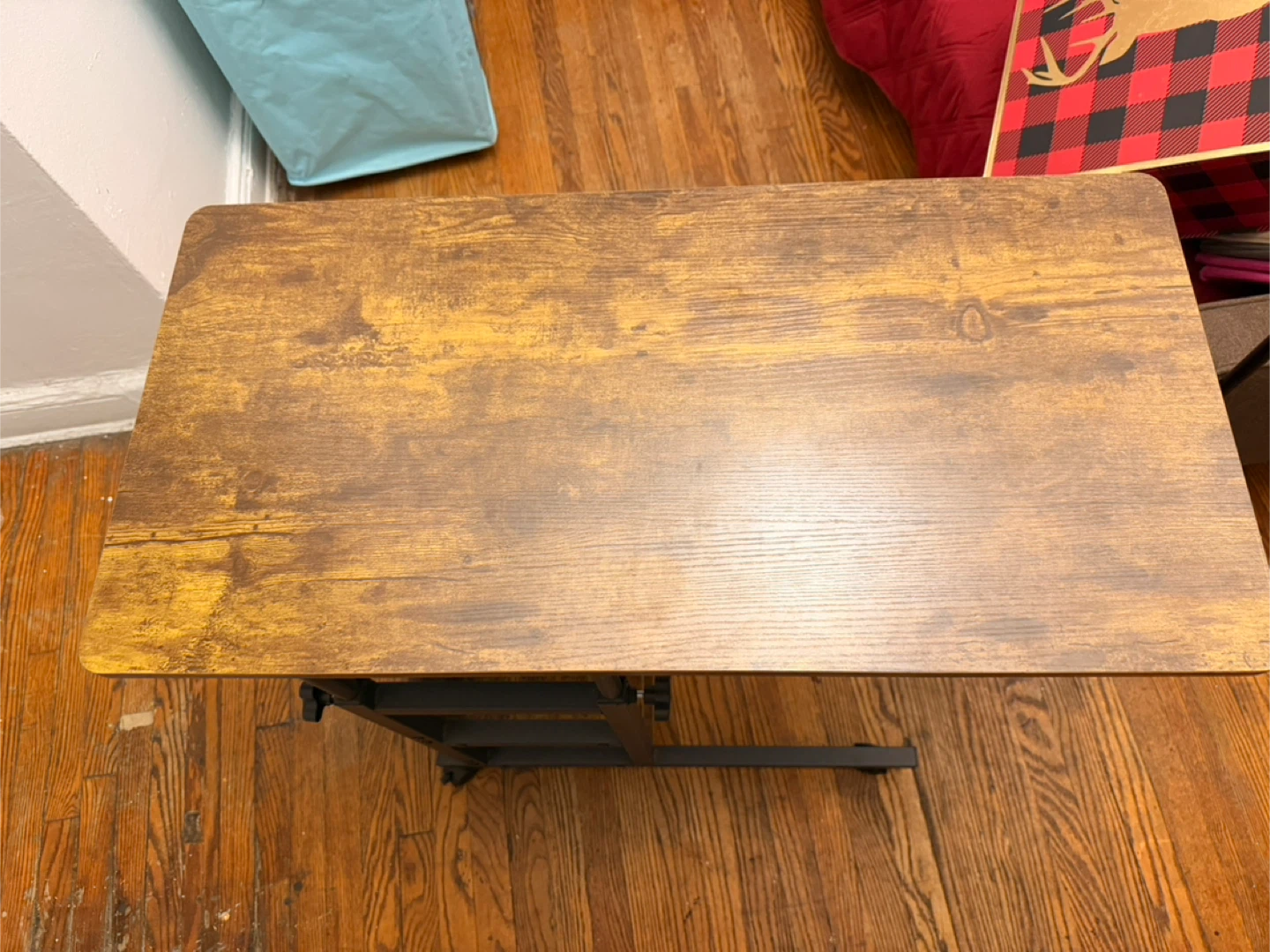 Adjustable Rolling Laptop Table with Shelves - photo 4