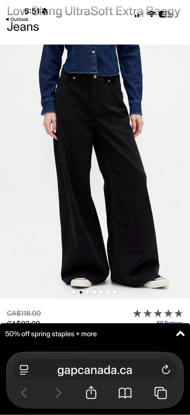 GAP Low Slung UltraSoft Extra Baggy Jeans Black - photo 2