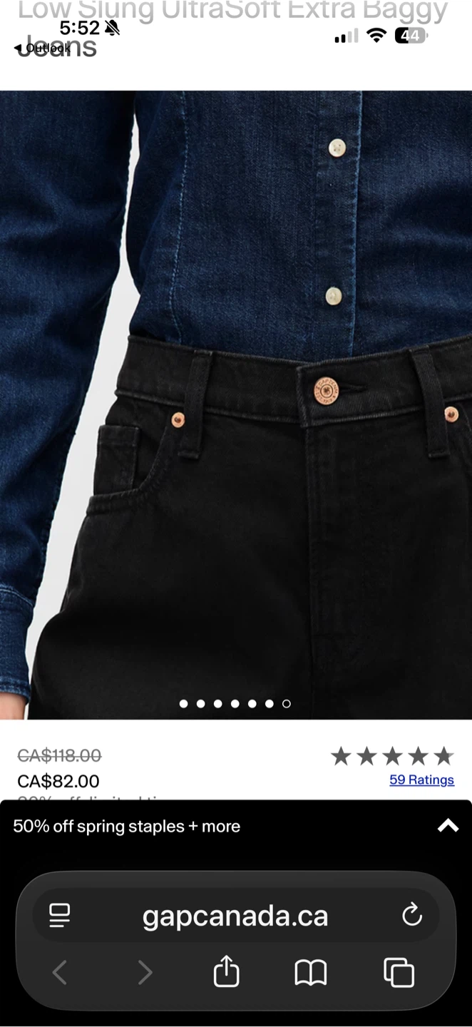 GAP Low Slung UltraSoft Extra Baggy Jeans Black - photo 5