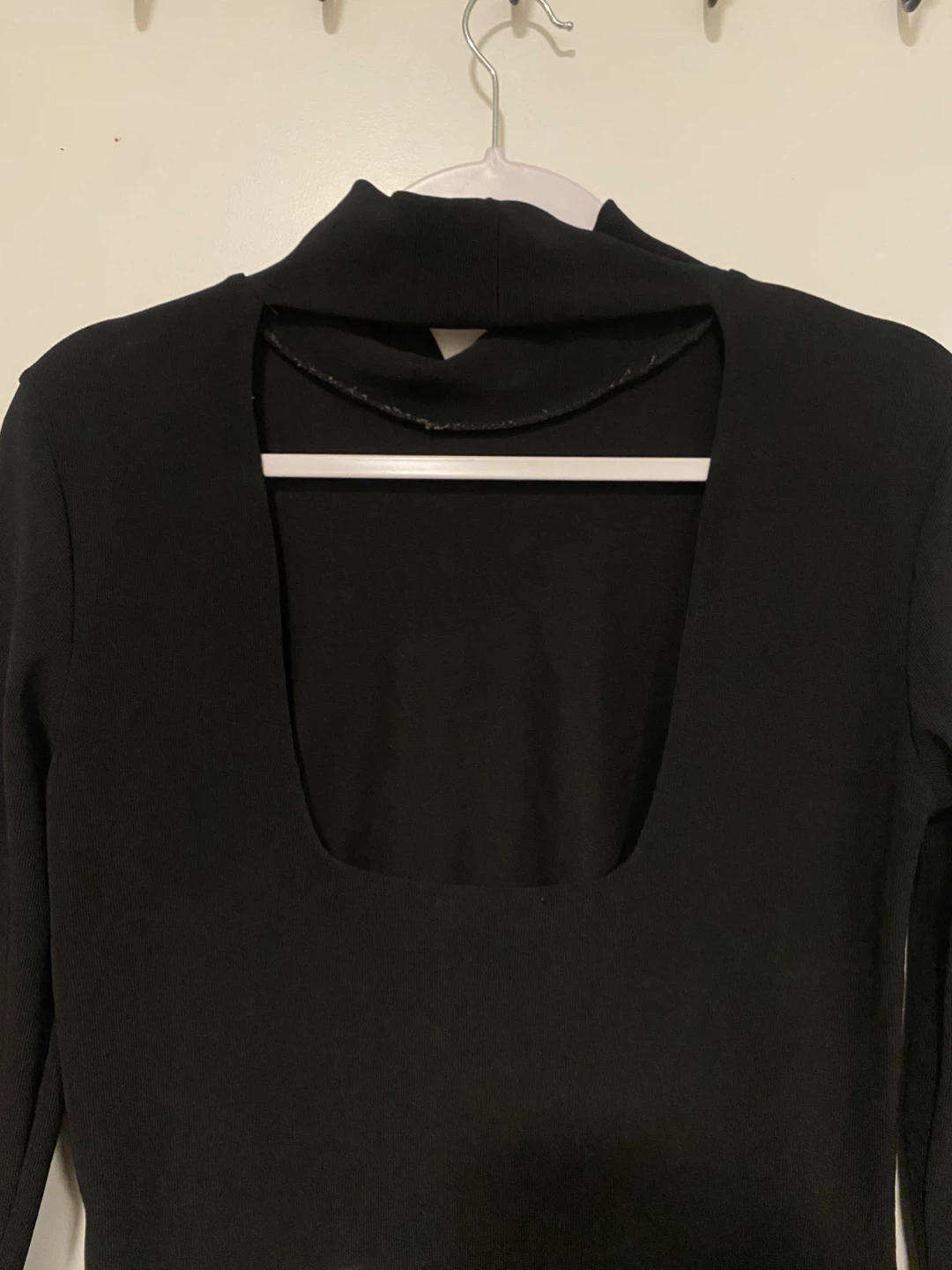 ZARA Black Long Sleeve Mock Neck Bodysuit with Cutout - photo 3